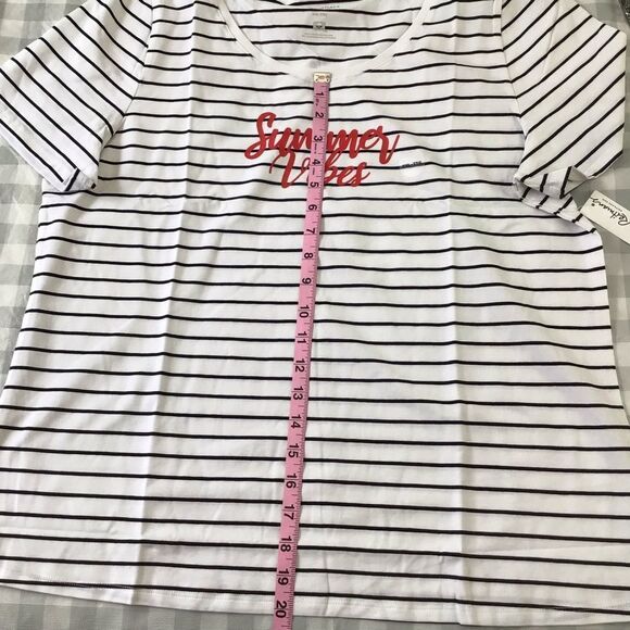 𝅺REITMANS white striped graphic tee Summer vibes t-shirt cotton spandex XXL - Picture 6 of 9
